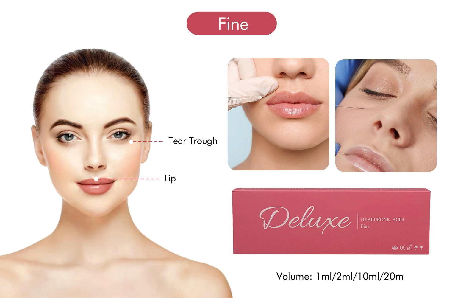 Cross Linked Hyaluronic Acid Injectable Gel Lip Augmentation Dermal Filler
