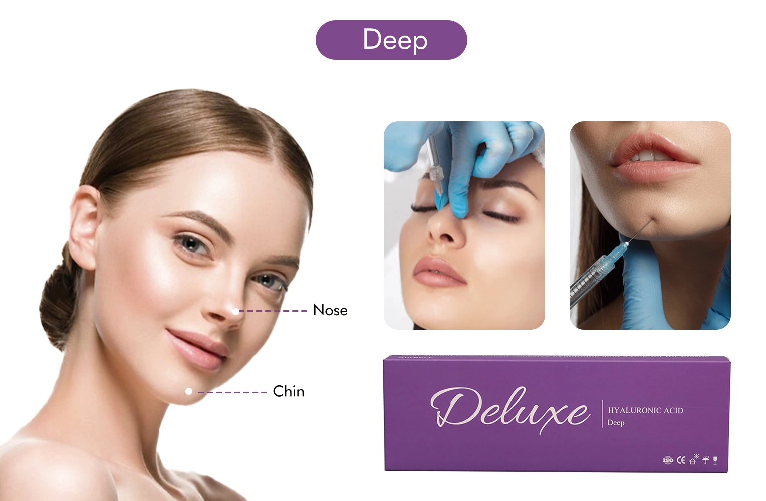 Cross Linked Hyaluronic Acid Injectable Gel Lip Augmentation Dermal Filler